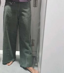 Olive Green Wide Leg Cropped Pants