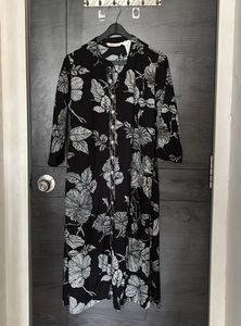 Black Floral Print Kurta