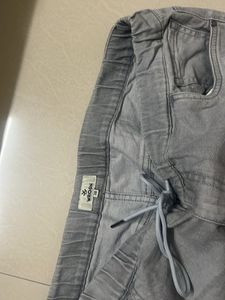 Gray Denim Jogger Pants