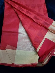 Elegant Red Saree with Gold Border