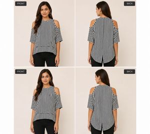 black and white Vertical stripes top