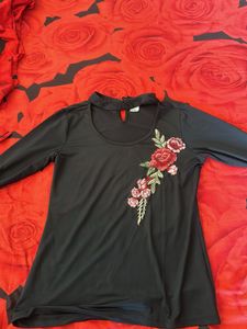 Embroidered Black Tunic Top