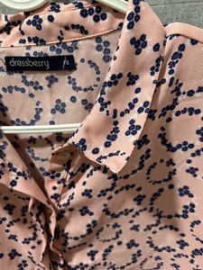 Pink Floral Short Sleeve Button-Up Blouse