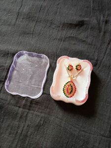 Gold Toned Necklace &amp; Earring Set