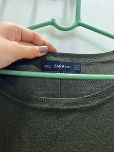 Zara Cozy olive green Long Sleeve Top