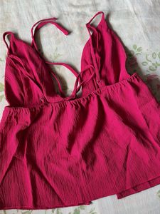 Fuchsia Wrap Front Top