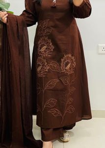 Elegant Brown Kurta Set with Dupatta