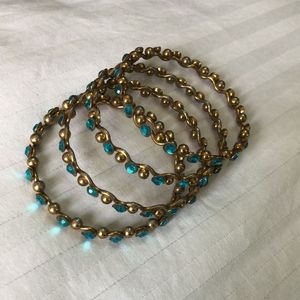Kundan Blue Beaded Bangles Set