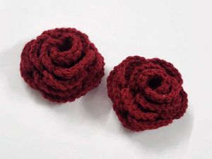 Handmade Knitted Rose Hair Clips (Set of 2)
