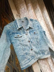 Pearl Embellished Denim Jacket