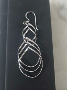 Dainty Long Silver Swirl Earrings 925 SS