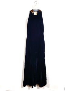 Elegant Navy Velvet Maxi Dress
