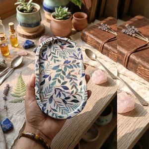 Handcrafted Botanical Concrete Trinket Tray | Blue