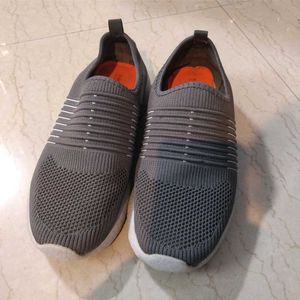 Grey Laceless Walking Shoes UK7