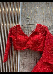 Stunning Red Embroidered Lehenga Set