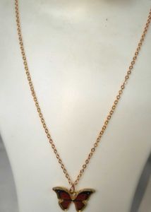 Cute Butterfly Metal Brown Necklace &amp; Earring Set