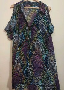 Multi Cold Shoulder Transparent Tunic Top 46 Bust