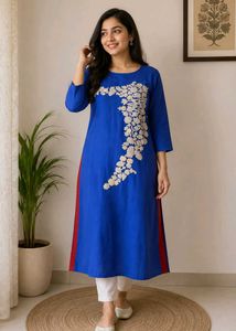 Blue Embroidered Kurta