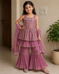 Elegant Tiered Kurta Set with Palazzo Pants