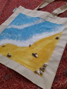 Hand-Painted Beach Tote Bag