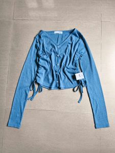 Korean Ruched Long Sleeve Top