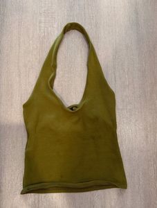 Olive Green Halter Neck Top from Zara