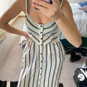 Striped Button-Up Midi Dress