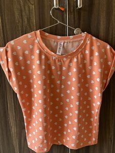 Peach Heart Print crop top