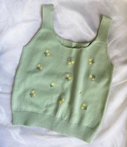 Cute Embroidered Knit Tank Top