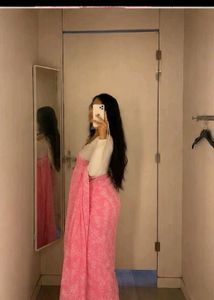 Elegant Pink Floral Saree