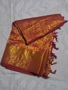 Red & Gold Brocade Silk Saree
