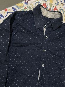 Men's Navy Polka Dot Button-Down Shirt
