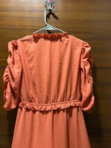 Stylish Orange Ruffle Maxi Dress