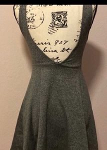 Gray Shimmery Sleeveless Fit &amp; Flare Dress