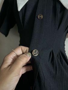 Chic Black &amp; White Collared Dress