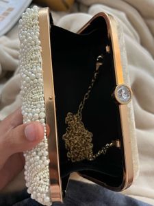 white pearl clutch