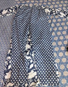 Navy Floral Print Kurta
