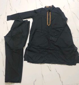 Black Men's Kurta Pajama Set