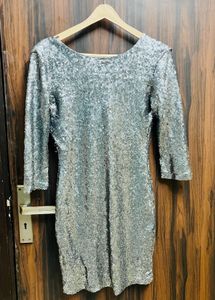 Sparkling Silver Sequin Party Dress