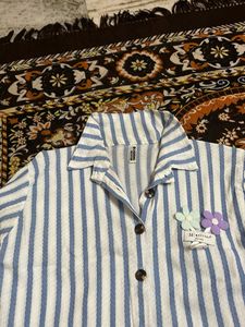 Cute Striped Top with Floral Applique
