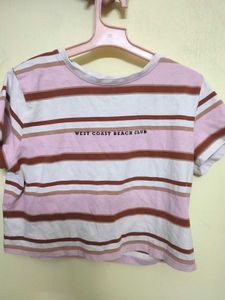 Striped Crop Top "West Coast Beach Club"