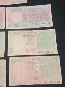 Old Indian Currency -5rs Notes (Set Of 7)