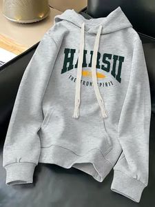 Grey Graphic Print Hoodie🎀🫶🏻
