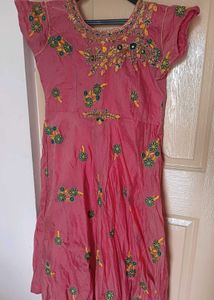 Pink Embroidered Ethnic Gown