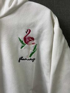 Cute Flamingo Hoodie with Heart Details