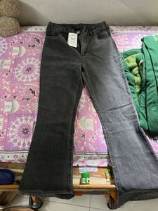 Flared Grey Denim Jeans