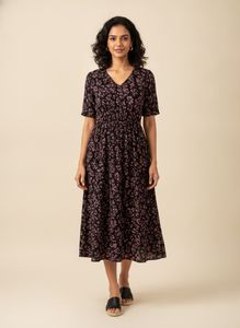 Black Floral Midi Dress