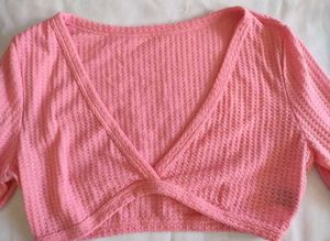 Pink Long Sleeve Shein Crop Top