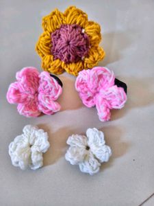 Handmade Crochet Flower Hair Ties