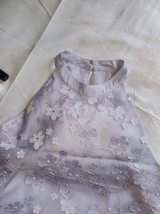 Lilac embroidered halter top